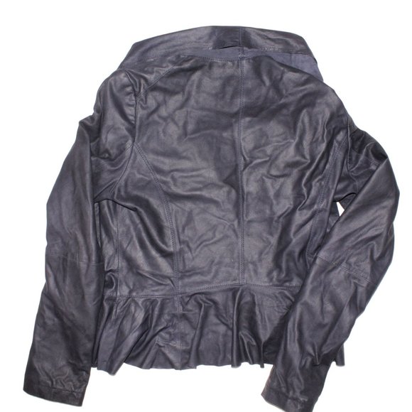 Bod & Christensen Womens Sz 8 Genuine Leather Eye Hook Front Moto Drape Jacket - Picture 5 of 12